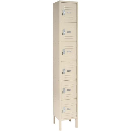 Global Industrial Six Tier Locker, 12x12x12, 6 Door, Ready To Assemble, Tan 652054TN